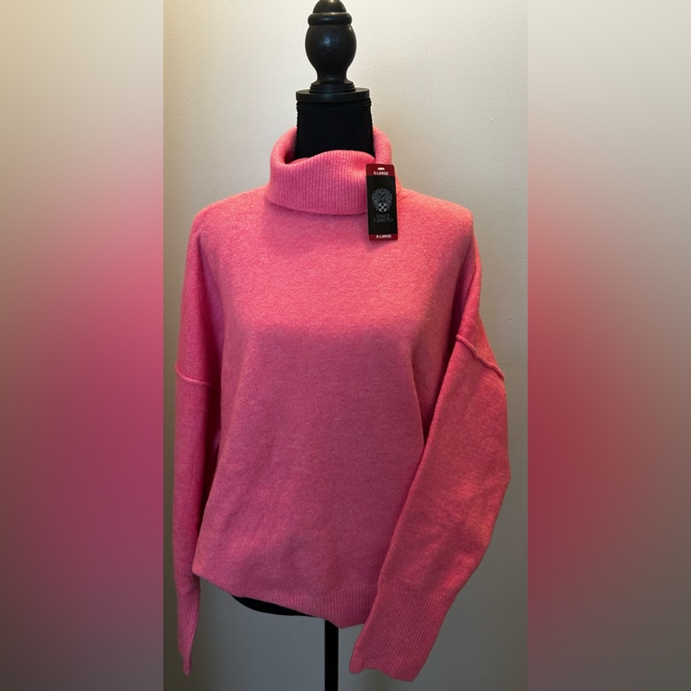VINCE CAMUTO Pop Pink Easy Going Turtleneck